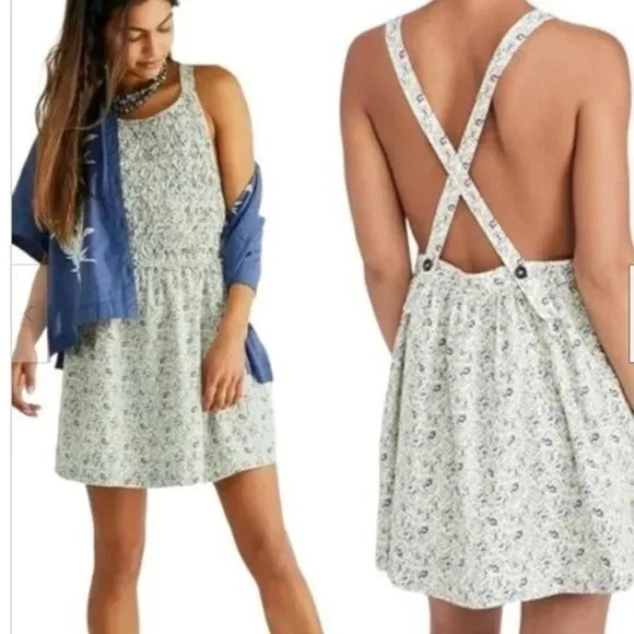 FREE PEOPLE PETUNIA MINI DRESS in Tea Combo Size Small NWT - Picture 4 of 10